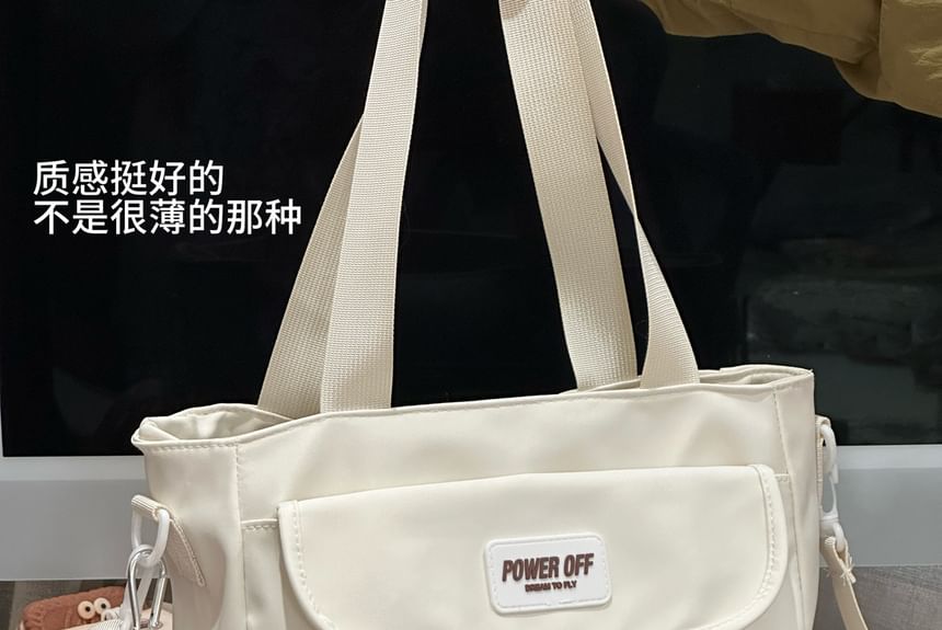 Plain Multi-Pocket Crossbody Tote Bag