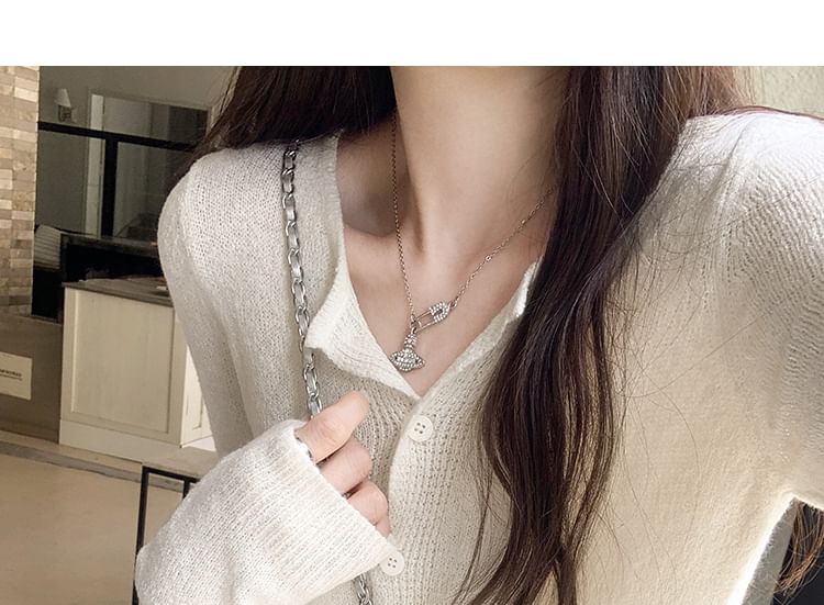 Solid Button Crop Knit Jacket