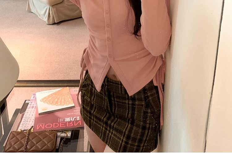 V-Neck Button Solid Knitwear