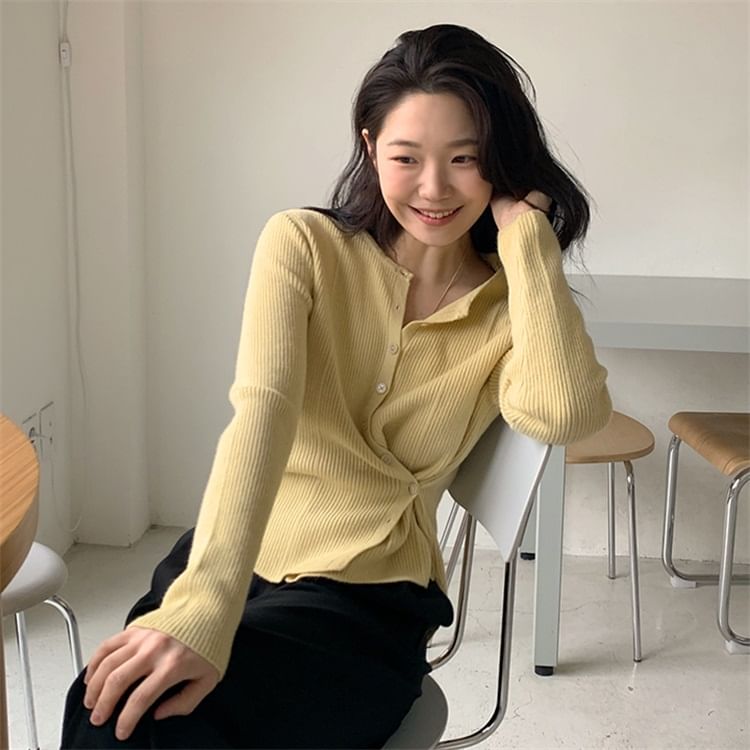 Crew Neck Simple Ribbed Knit Sweater