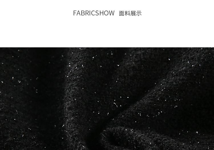 Plus Size Contrast Collar Frill Trim Button Tweed Coat Dress