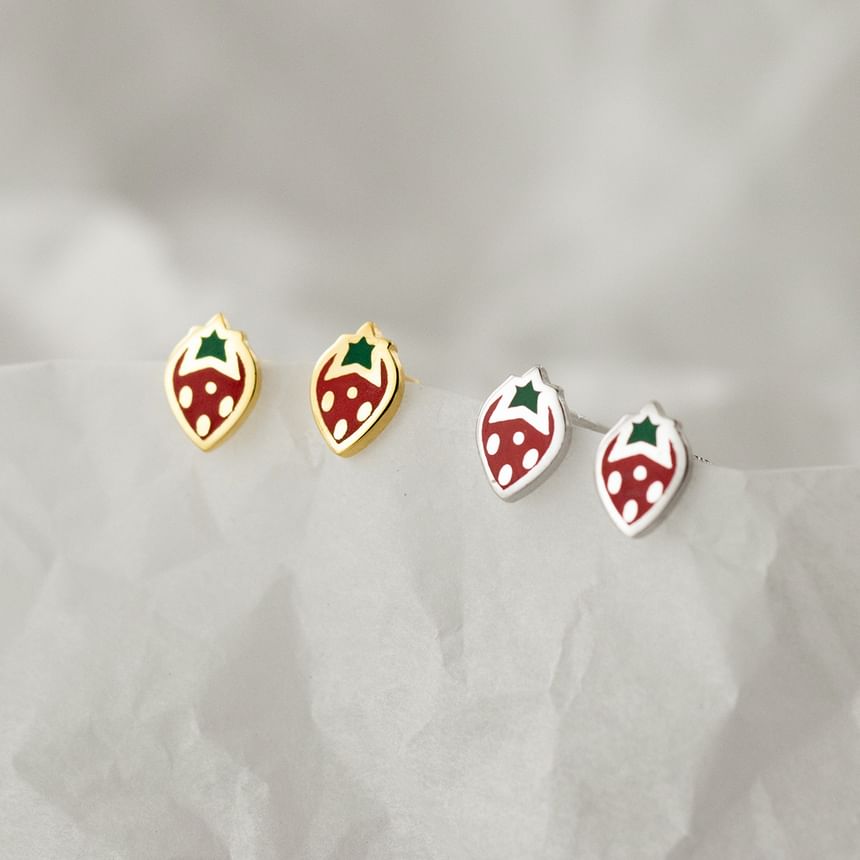 S925 Sterling Silver Strawberry Stud Earring