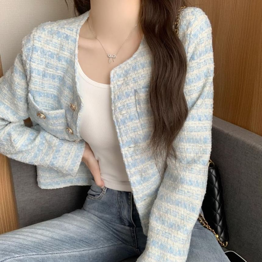 Round-Neck Tweed Jacket