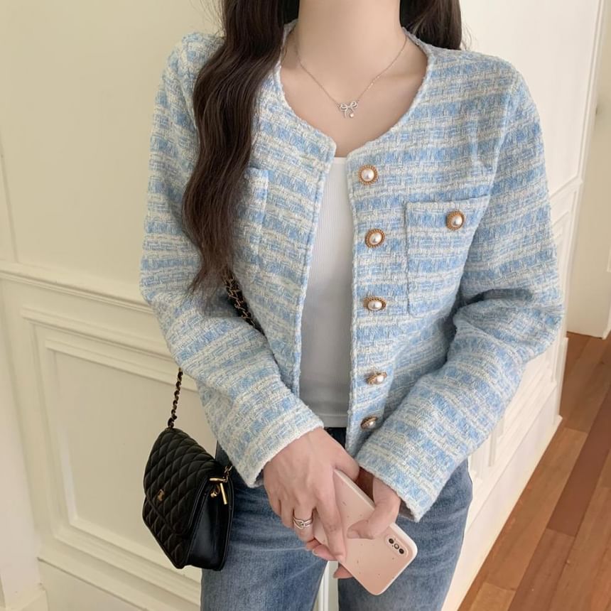 Round-Neck Tweed Jacket