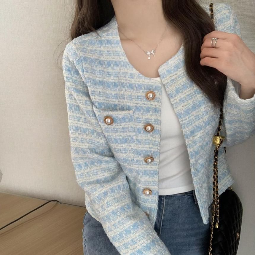 Round-Neck Tweed Jacket
