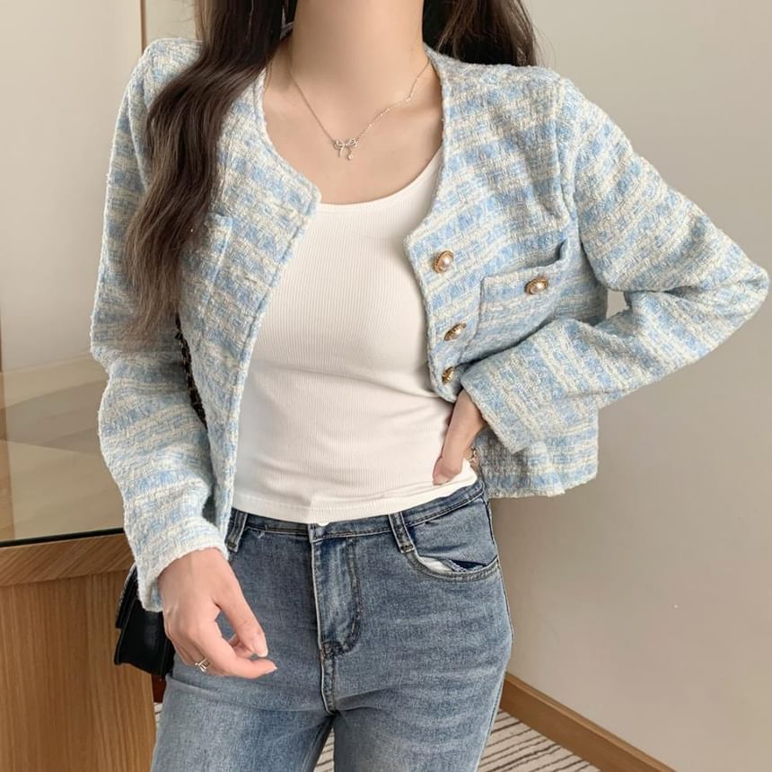 Round-Neck Tweed Jacket
