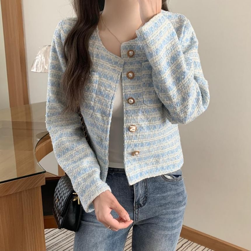Round-Neck Tweed Jacket