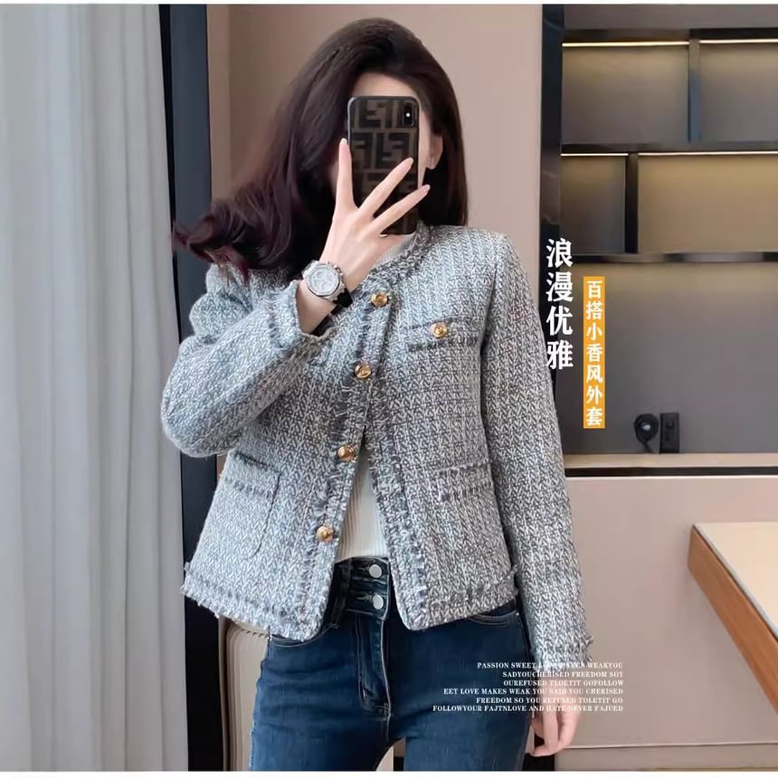 Tweed Button-Up Jacket