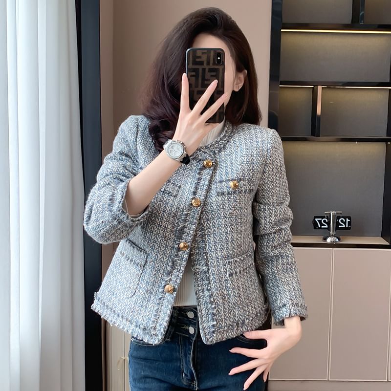 Tweed Button-Up Jacket