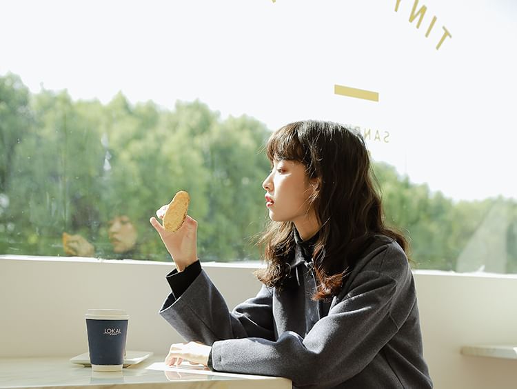 Collar Plain Wool Button Jacket