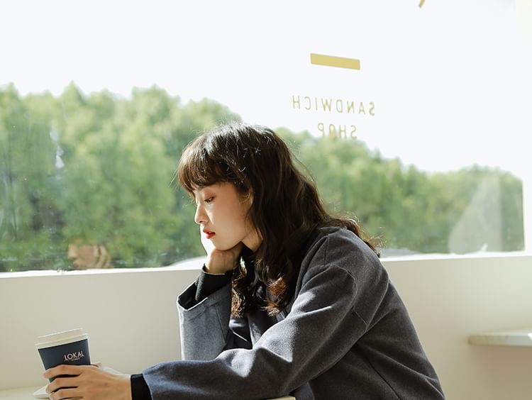 Collar Plain Wool Button Jacket