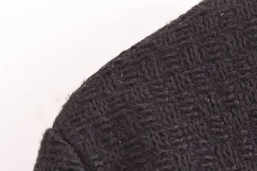 Round Neck Plain Tweed Bow Button Jacket