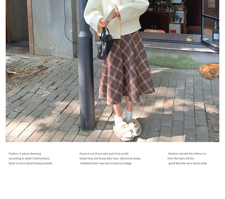 V-Neck Plain Pom Pom Button Jacket