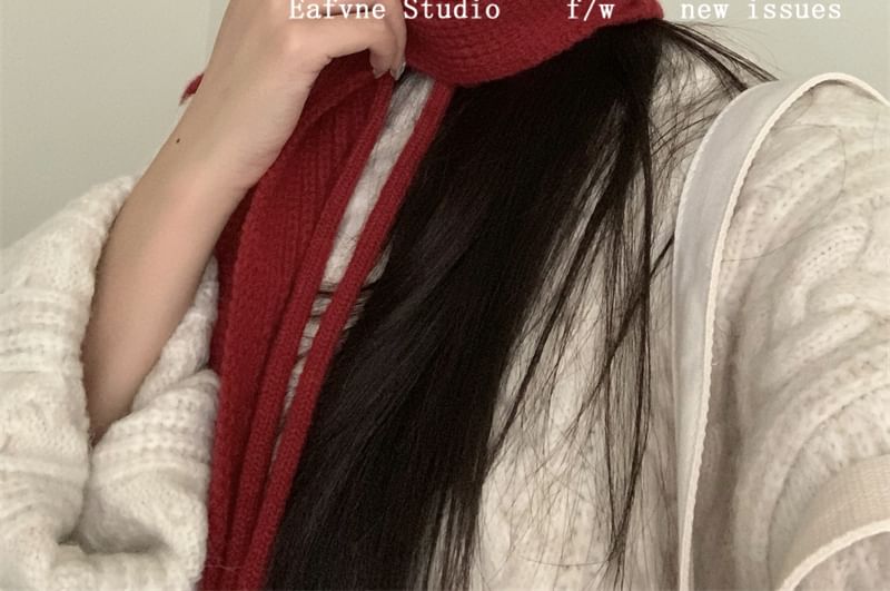 Scarf Plain Hooded Knit Cable