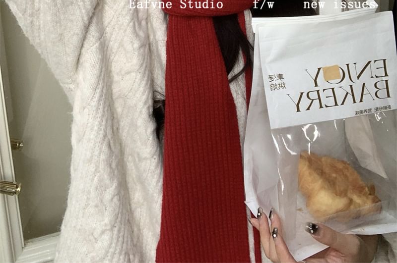 Scarf Plain Hooded Knit Cable