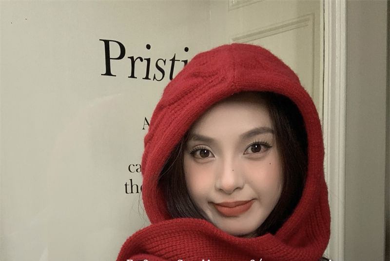 Scarf Plain Hooded Knit Cable
