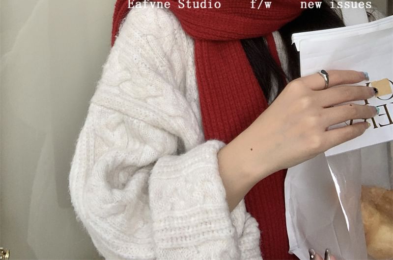 Scarf Plain Hooded Knit Cable