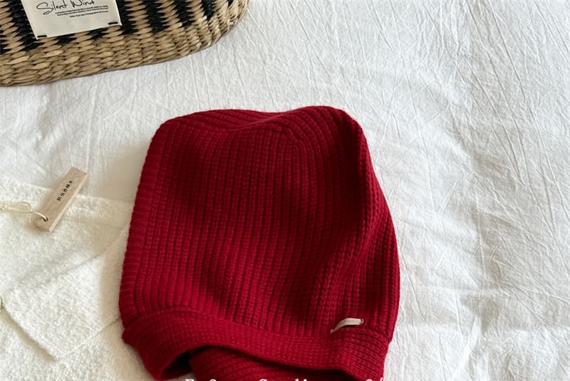 Knit Plain Bonnet Hat