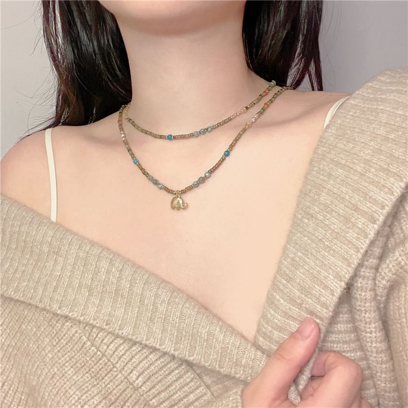 Necklace Elephant Beaded /
