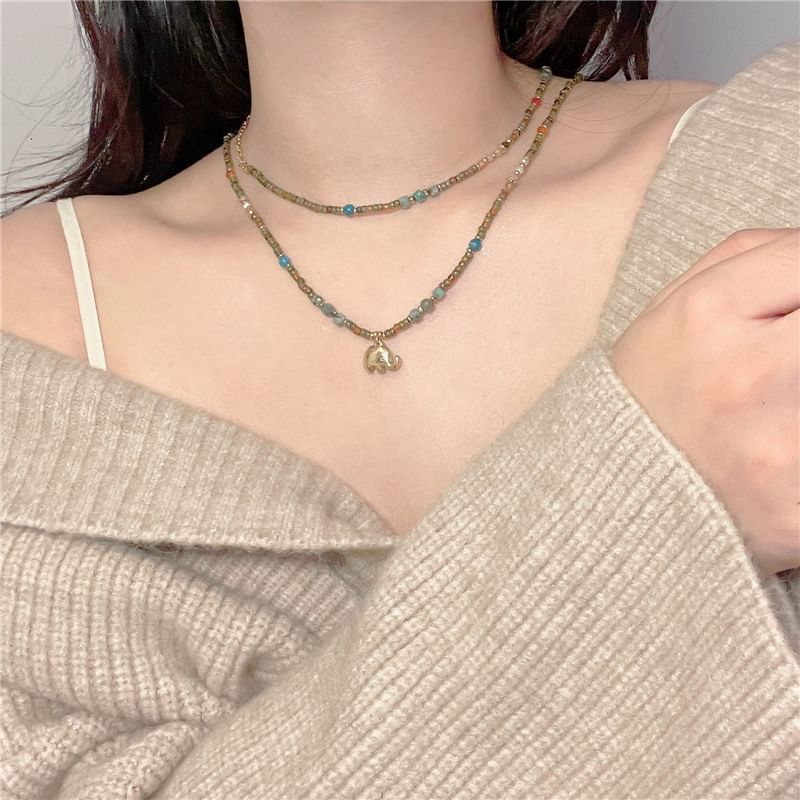 Necklace Elephant Beaded /