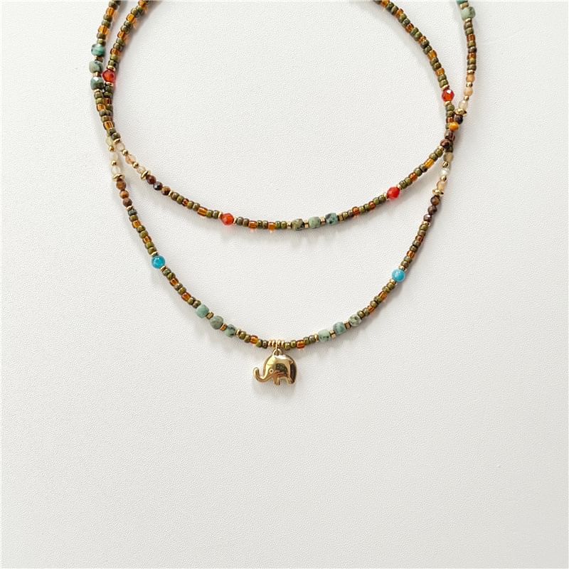 Necklace Elephant Beaded /
