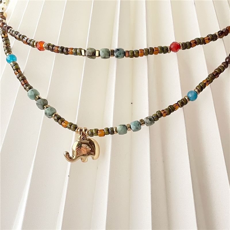 Necklace Elephant Beaded /