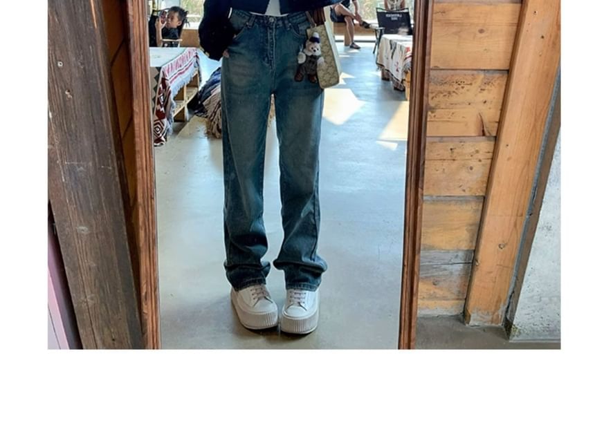 Crew Neck Tweed Button Jacket