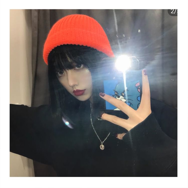 Ribbed / Beanie Panel Knit Plain