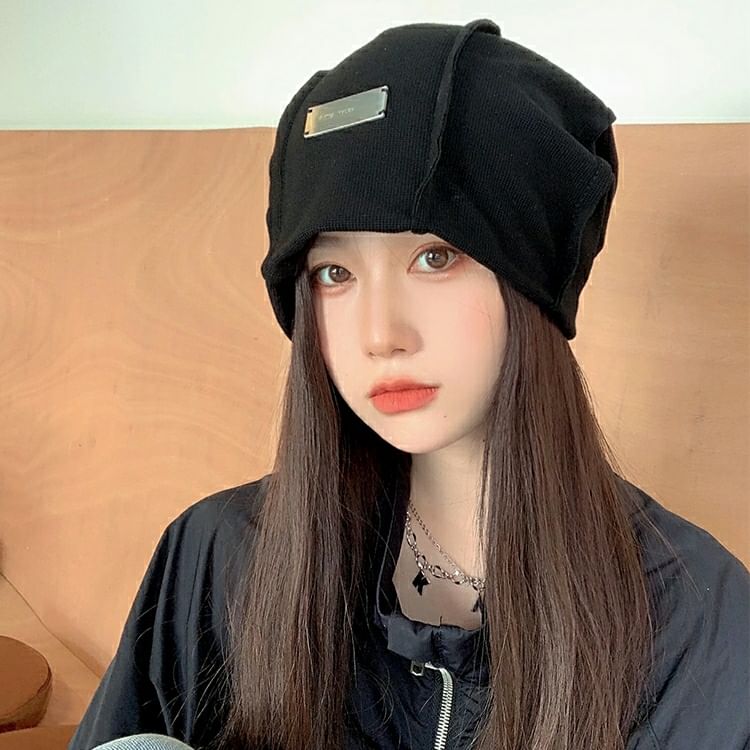 Ribbed / Beanie Panel Knit Plain