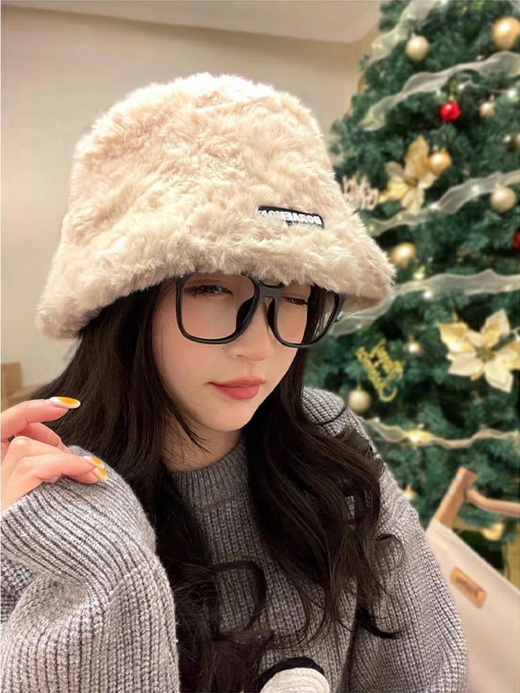 Plain Fluffy Bucket Hat