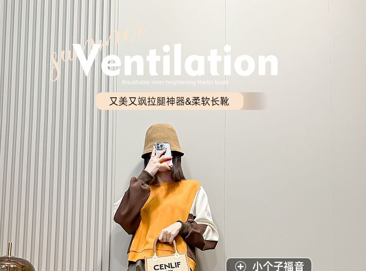 Boots Buckled Zip-Up Plain Platform Faux Leather Tall