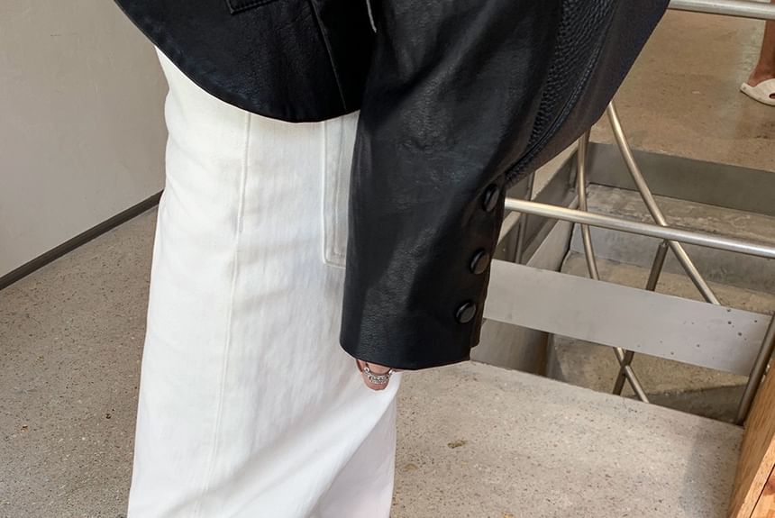 Mid-Calf Leather Boots Plain Platform Genuine