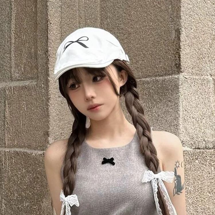 Cap Bow Print Newsboy