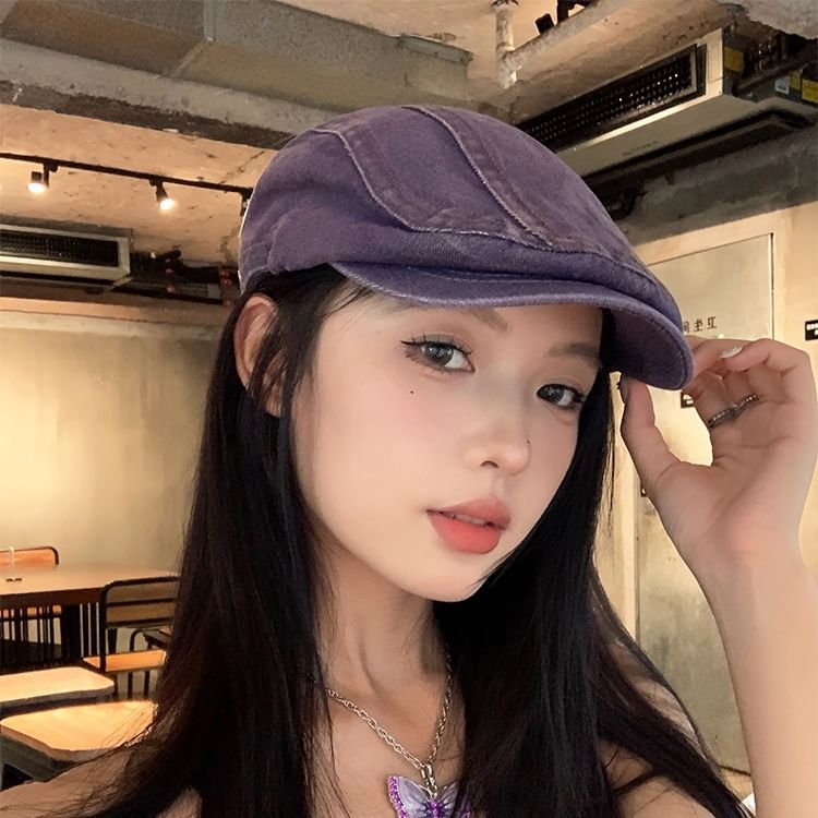 Cap Washed Newsboy Denim