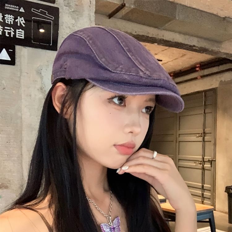 Cap Washed Newsboy Denim