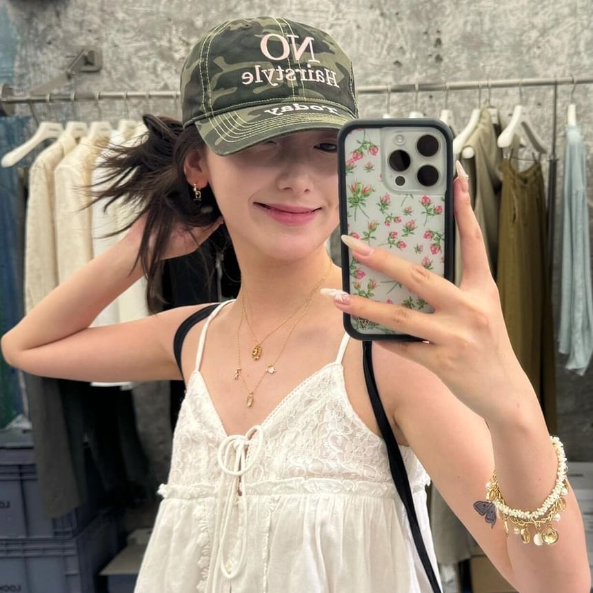 Embroidered Camo Print Baseball Letter Cap