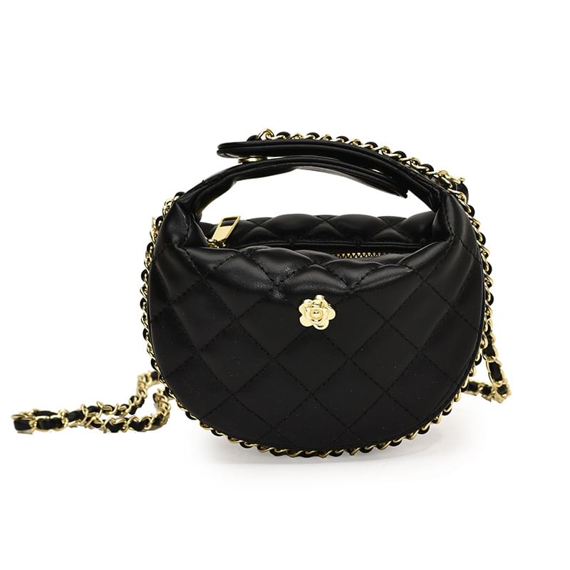 Quilted Chain Strap Faux Leather Crossbody Bag