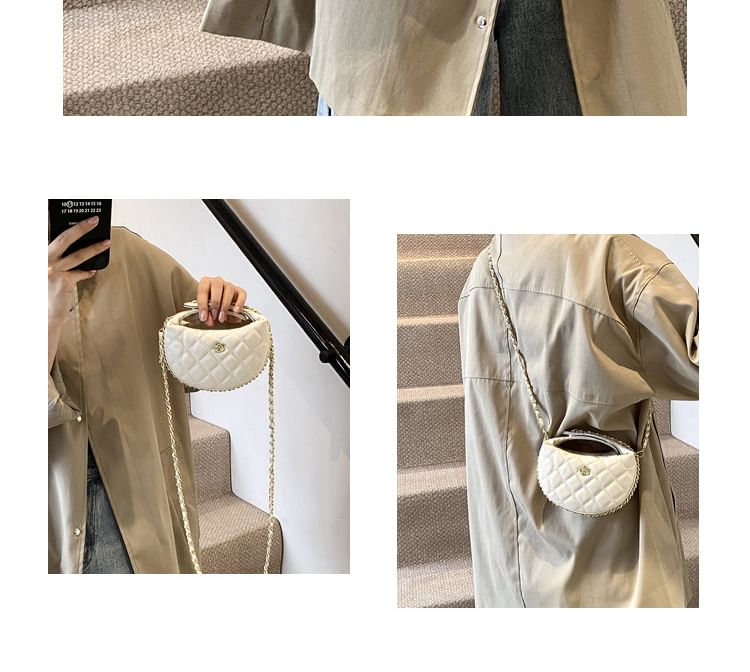 Quilted Chain Strap Faux Leather Crossbody Bag