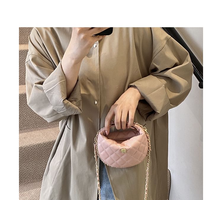 Quilted Chain Strap Faux Leather Crossbody Bag