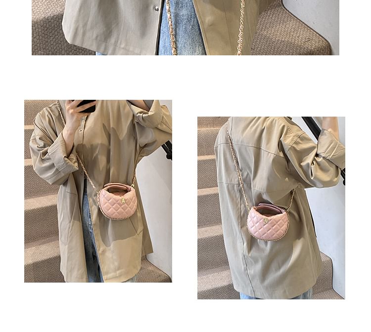 Quilted Chain Strap Faux Leather Crossbody Bag