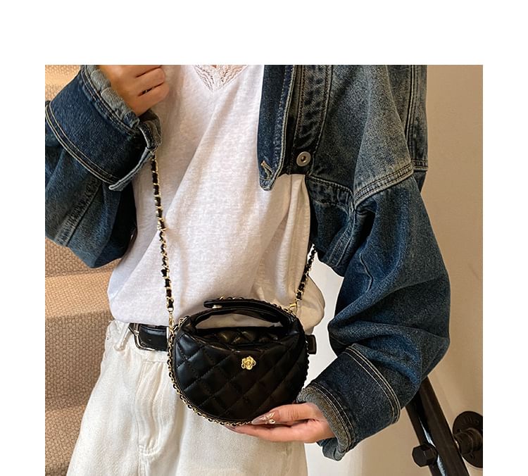 Quilted Chain Strap Faux Leather Crossbody Bag