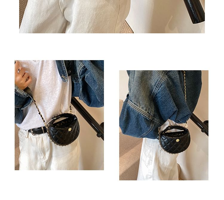 Quilted Chain Strap Faux Leather Crossbody Bag