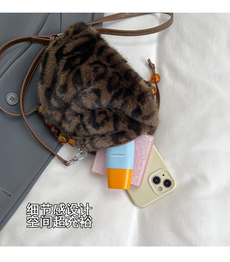Beaded Fluffy Crossbody Bag
