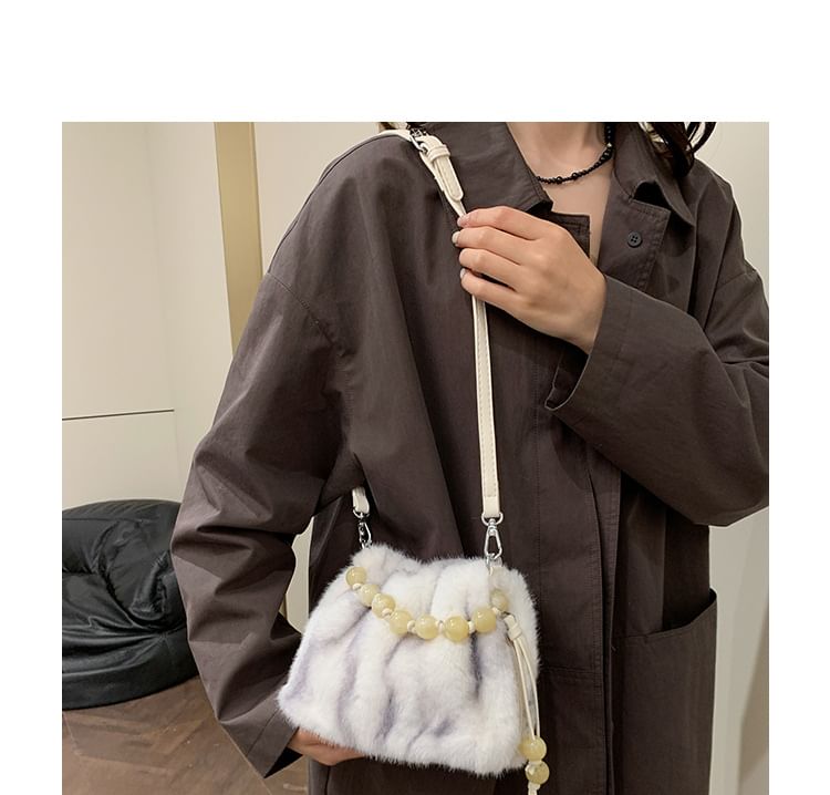 Beaded Fluffy Crossbody Bag