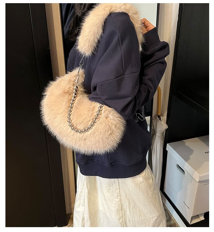 Beaded Fluffy Shoulder Bag