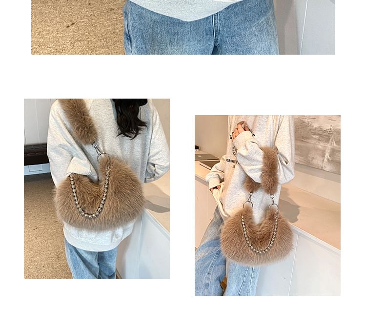 Beaded Fluffy Shoulder Bag