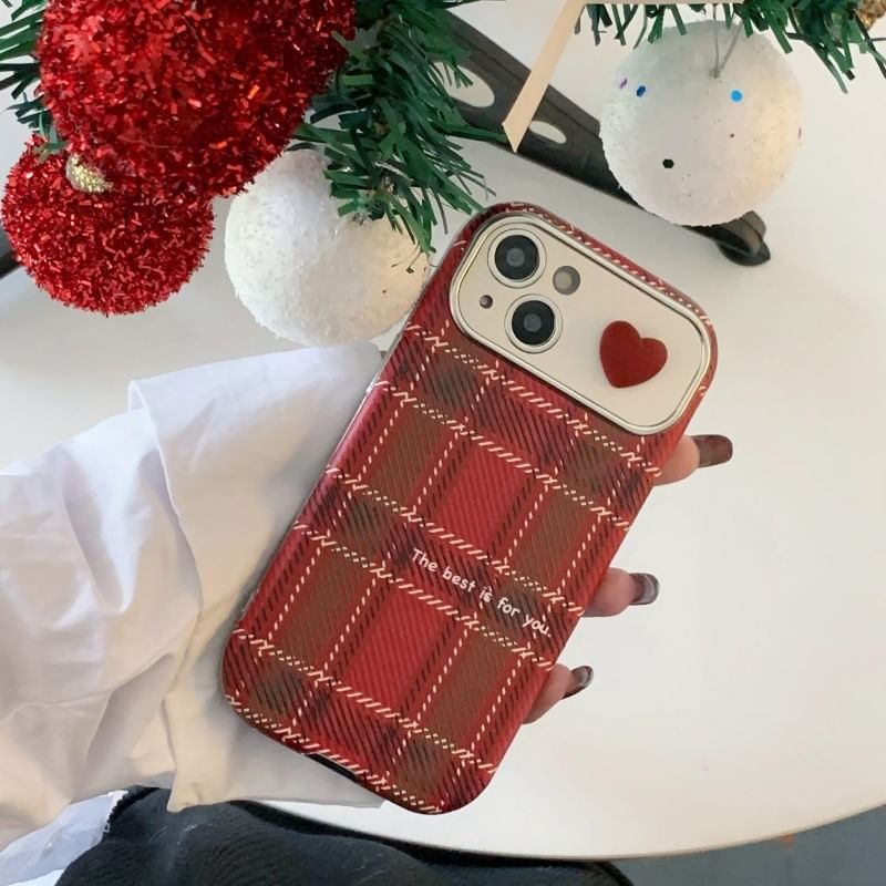 Heart Plaid Phone Case - iPhone 16 Pro Max / 16 Pro / 16 Plus / 16 / 15 Pro Max / 15 Pro / 15 Plus / 15 / 14 Pro Max / 14 Pro / 14 Plus / 14 / 13 Pro Max / 13 Pro / 13 / 13 Mini
