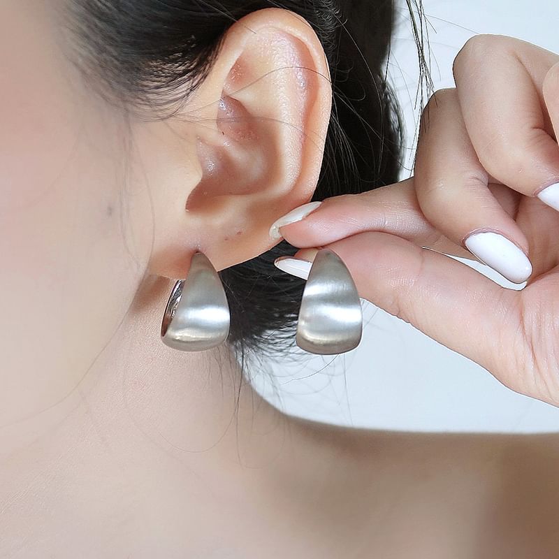 Earring Metallic Sterling Thick Silver Hoop