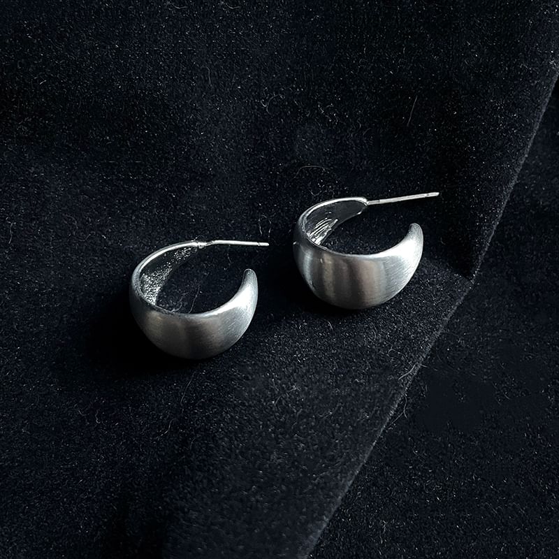 Earring Metallic Sterling Thick Silver Hoop