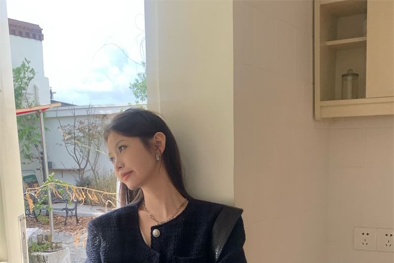 Tweed Button-Up Jacket